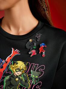 Miraculous Ladybug X SHEIN 4pcs/Set Cartoon Pattern Acrylic Badge Brooch