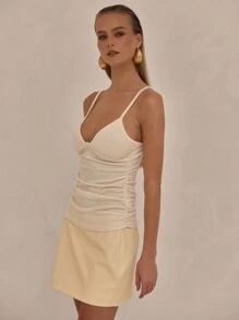 MUSERA V Neck Sexy Cami Top Casual Summer Spring Elegant Holiday - Yellow - View 2