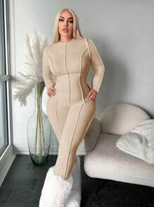 SHEIN SXY Mono entallado de un solo color talla grande, informal, para otoño/invierno