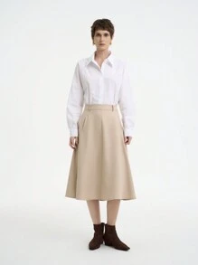 Aalyst Women Beige A-Line Skirt, High Waist