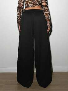 StreetHx Oversized Loose Fit Women Street-Style Sweatpants, - Black - View 3