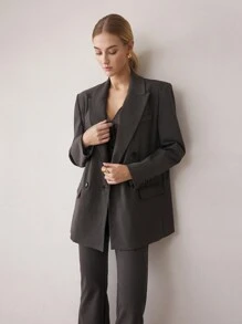 BizChic Women Long Sleeve Blazer, Office Business Attire For Spring Summer, Elegant For Holiday, Thanksgiving, New Year - Dark Grey - View 6
