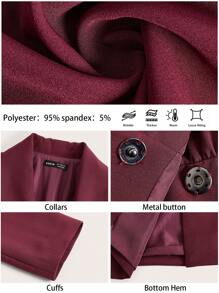 BizChic Women's Red Blazer Dress, Urban Commute Business Casual Outfit, Office Lady Elegant Party Evening Dress, Autumn - Burgundy - View 3