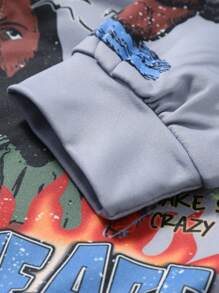 Manfinity EMRG Men's Zip-Up Hoodie And Pants Set, Figure Print, Minimalist Design