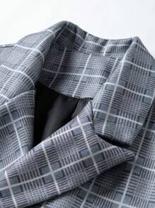 Manfinity Homme Men's Simple Fashionable Casual Everyday Plaid Overcoat, Going Out Business Graphic Overcoat, For Friends, Husband, Boyfriend Gifts - Grey - View 3