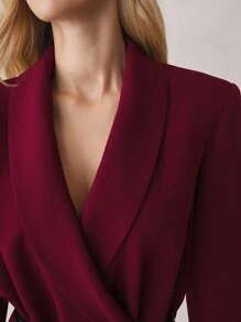 BizChic Women's Red Blazer Dress, Urban Commute Business Casual Outfit, Office Lady Elegant Party Evening Dress, Autumn - Burgundy - View 8