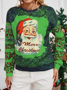 SHEIN LUNE Sweat-shirt-shirt décontracté à manches longues et col rond imprimé pour femmes, sweat-shirt à porter au quotidien en automne