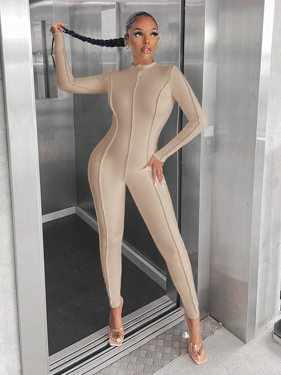 SHEIN SXY Mono entallado de un solo color talla grande, informal, para otoño/invierno