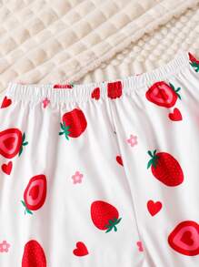 Pijamas de niñas con estampado de fresas lindas y dulces, para verano