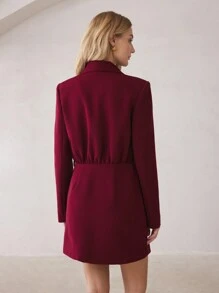 BizChic Women's Red Blazer Dress, Urban Commute Business Casual Outfit, Office Lady Elegant Party Evening Dress, Autumn - Burgundy - View 4