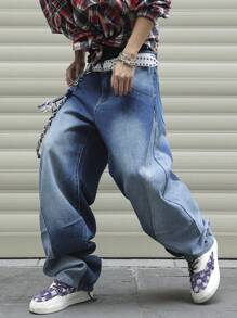 Manfinity EMRG Herren einfache Lässig Jeans mit Tasche-Design