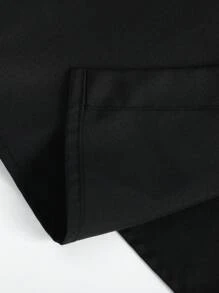 Manfinity Homme Men Front Buttons Solid Color Splicing Long Sleeve Pocket Casual Top - Black and White - View 5