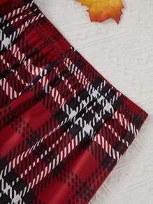 Conjunto de pijama de talla grande para niñas con cárdigan de cuello a cuadros de seda sintética y shorts