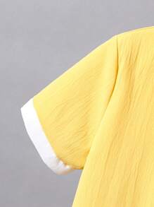 Tween Boy Casual Beach Style Color Block Embroidered Patch Polo Shirt, Spring/Summer - Yellow - View 4