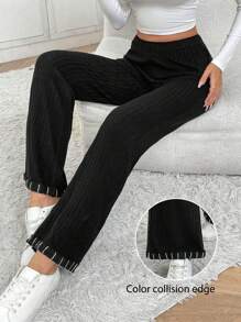 SHEIN Frenchy Pantalones casuales de unicolor para mujer, simples y de moda para uso diario