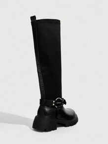 CUCCOO GRLICON Bốt cao đến đầu gối phong cách Punk Y2K dành cho nữ, phù hợp cho trang phục Halloween, Giáng sinh, tiệc tùng - màu đen - Xem 9