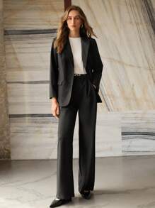 MOTF PREMIUM TAILORED WIDE LEG SUIT PANTS - Black - View 2