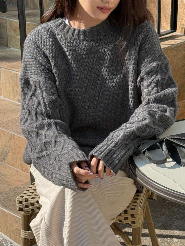 Women's Casual Solid Round Neck Loose Sweater, Autumn/Winter
