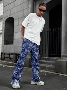 PAVTROS Pantalon cargo vintage ample à poches multiples, style streetwear, pantalon camouflage