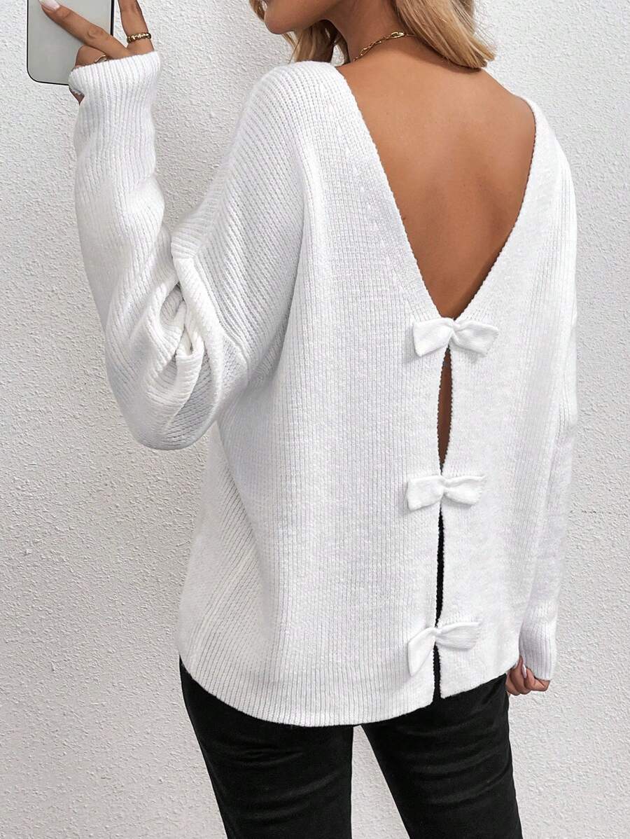 SHEIN LUNE Neuer europäischer und amerikanischer Stil, lässiger schlank sitzender, handgestrickter Damen-Pullover mit Schmetterlings-Blumen-Muster, modische Strickware für Herbst/Winter