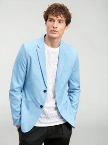 Manfinity VCAY Men Woven Long Sleeve Formal Business Casual Regular Fit Blazer, Suitable For Daily Wear, Spring & Summer