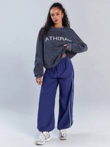 Athîral 女士休闲运动撞色饰边抽绳九分裤