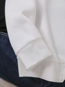 Manfinity Homme 大码男士长袖印花简约连帽衫，休闲日常穿着外出白色中国龙图案连帽衫，适合朋友、丈夫、男朋友的礼物