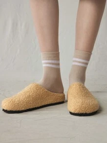 Solecia Mocasines planos de mujer casuales de seudocordero, para uso diario - Albaricoque - Ver 9