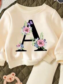 SHEIN Conjuntos de flores prensadas, flores silvestres bohemias, conjuntos de plantas, conjuntos botánicos vintage, conjuntos florales de naturaleza en tonos pastel, regalo para amantes de los jardines, conjunto de suéter casual de punto suave para niñas bebés, apto para otoño/invierno