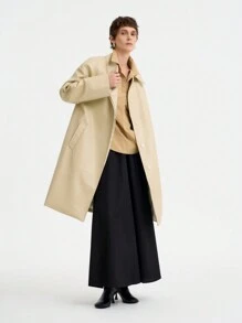 Aalyst Herbst Lässig Minimalistische einfarbige PU Jacke mit Kragen für Damen