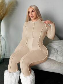 SHEIN SXY Mono entallado de un solo color talla grande, informal, para otoño/invierno