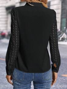 SHEIN Clasi Women V-Neck Long Sleeve Shirt, Solid Color, Casual And Fashionable For Daily Wear