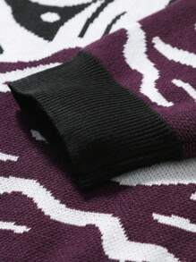 Manfinity EMRG Casual Men's Cartoon Pattern Dropped Shoulder Loose Pullover Sweater - Multicolor - View 5