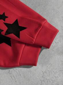 Manfinity EZcore Sudadera con capucha de manga larga con cierre de cremallera, con estampado de lema y estrella, para hombres en otoño. Sudadera con cremallera con texto, para regalo de amigos, esposo o novio