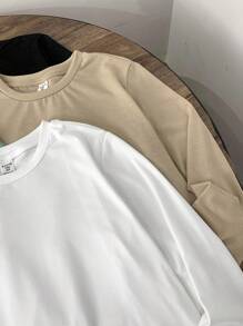 SHEIN Leap Crew 4 Pieces Set Tween Boy Essential Basic Long Sleeve T-Shirts - Mint Green - View 8