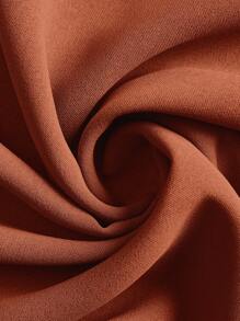 Elaquor 大码女式纯色褶皱阔腿休闲裤秋季女裤纽扣拉链长裤松紧后腰长裤女士办公室长裤 - 鏽棕色 - 查看 5