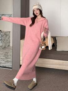 DAZY Women High Neck Loose Casual Long Sweater Dress,Fall Women Clothes