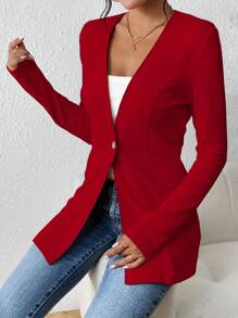 Chiquease Blazer de vestir/informal de unicolor con cintura para mujer