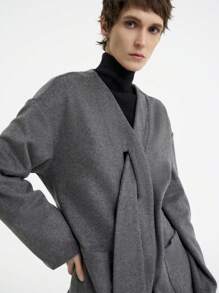 Aalyst Women's Solid Dropped Shoulder Long Sleeve Pocket Loose Casual Jacket, Autumn/Winter