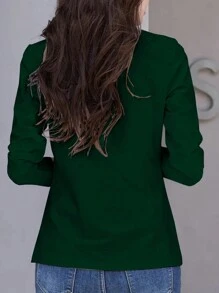 INAWLY Women Plain Front Button Long Sleeve Casual T-Shirt Fall Cloth For Women - Green - View 2