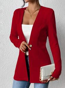 Chiquease Blazer de vestir/informal de unicolor con cintura para mujer
