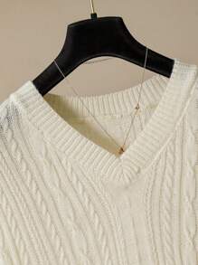 Mulvari Plus Size Women Striped V-Neck Long Sleeve Sweater, Autumn/Winter Knit Pullover Fall - Apricot - View 3