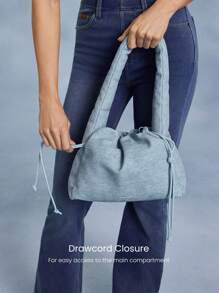 GLOWMODE 6L Denim Print Carry On Soft Drawstring Opening Shoulder Bag Daily Casual - Blue - View 4