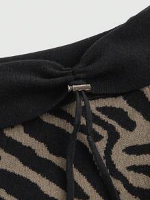 ROMWE J-Fashion Vestido de Tricô Casual de Manga Longa com Ombros à Mostra, Cor Sólida e Recortes