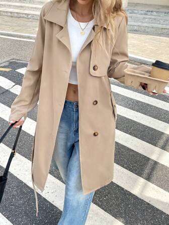 Serisse Lapel Collar Single Breasted Trench Coat In Fall/Winter Brown
