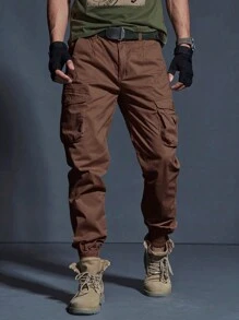 Manfinity Homme 男式休闲纯色抽绳工装裤