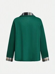 Tween Boys' Casual Plaid Collar Long Sleeve Knit Polo Shirt, Christmas Green