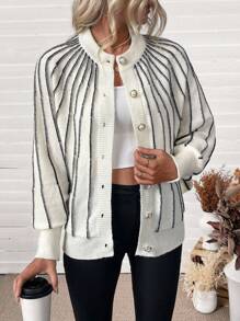 SHEIN Clasi Women's Batwing Sleeve Loose Casual Commuter Versatile Cardigan Sweater - Beige - View 4