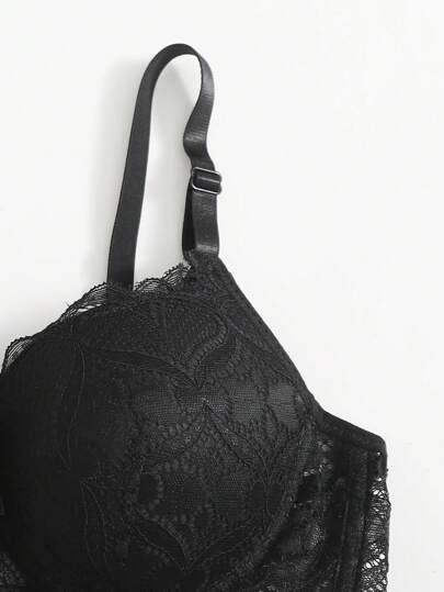 Esselle Bloemen Kanten Super Push Up BH Slipje Lingerie Set view 4