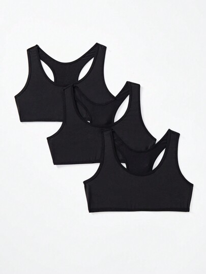 SHEIN 3pcs/Set Tween Girls' Casual Knit Breathable Comfortable Camisole Underwear Set